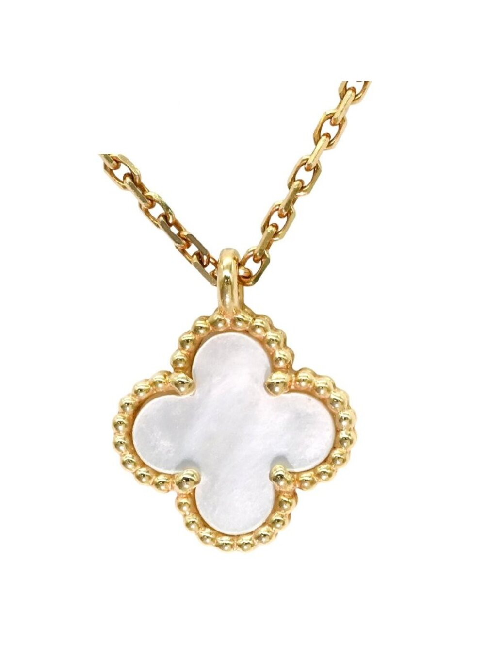 Van Cleef & Arpels Necklace Sweet Alhambra Pendant Pearl White Yellow Gold 18k